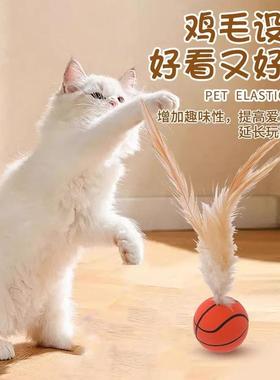 Elastic Bouncy Ball and Feather Teaser Wand for Cats - Inter