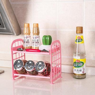 Creative Two-Tier Hollow Plastic Storage Shelf for Desktop,
