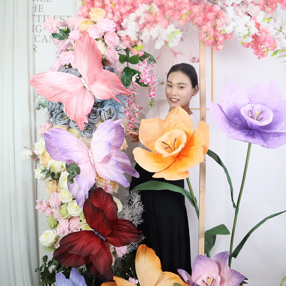 大型蝴蝶纸艺花仿真纸花婚庆婚礼布置装饰橱窗美陈摆件假花艺花束