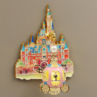上海迪士尼城堡冰箱贴可发光灯笼金属立体磁性贴城市旅游纪念礼品