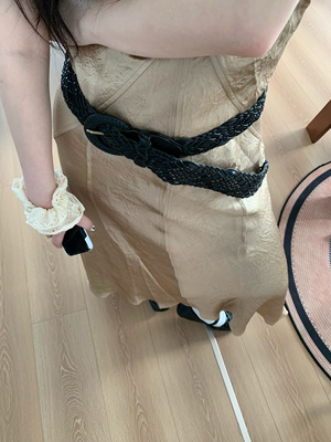 宽版复古百搭小众做旧针扣编织皮带免打孔装饰腰带黑色男女同款