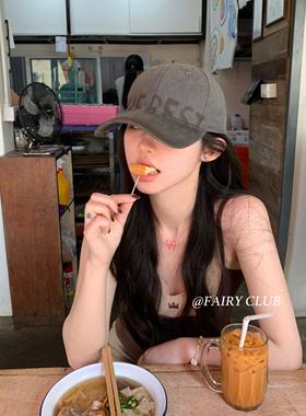 美式复古字母灰色渐变棒球帽宽檐显脸小鸭舌帽ins百搭大头围帽子