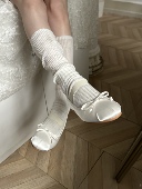 晚晚圆头玛丽珍鞋 女蝴蝶结绸缎外穿芭蕾舞鞋 粉色法式 新款 平跟单鞋