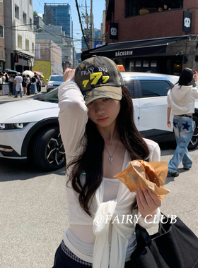 韩国ins立体777迷彩帽金采源刺绣鸭舌帽做旧棒球帽加深大头围帽子