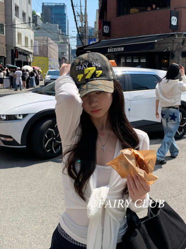 韩国ins立体777迷彩帽金采源刺绣鸭舌帽做旧棒球帽加深大头围帽子