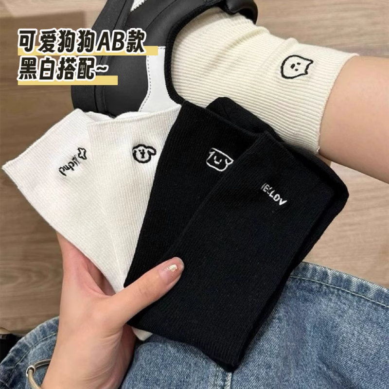 秋冬款日系高颜值竖纹卡通长筒袜