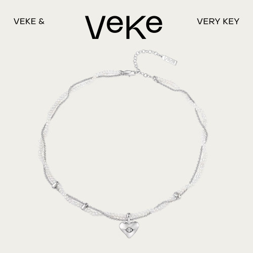 VEKE「心漪」淡水珍珠简约双层锁骨链珍珠项链NC16111A