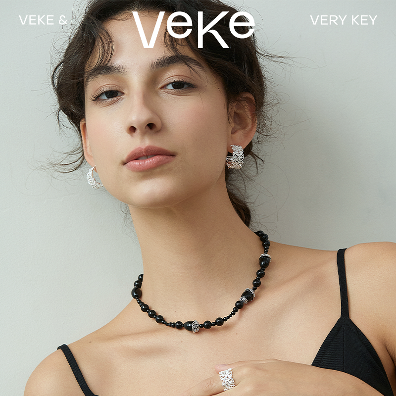 VEKE「絮梦诗」黑玛瑙串珠项链choker锁骨项链NC16074A