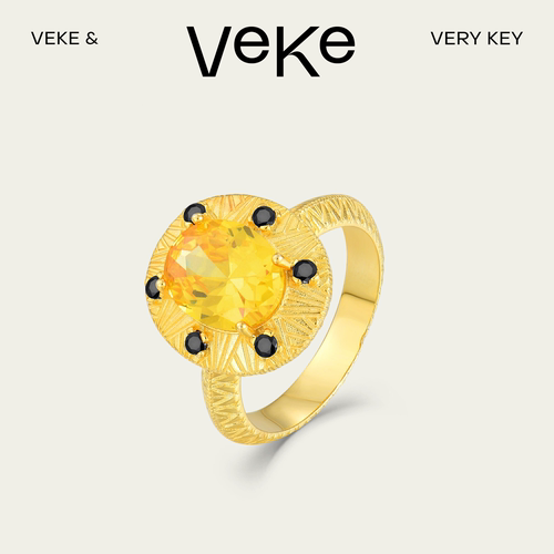 VEKE「塞纳河畔」戒指金色日常通勤轻奢欧美复古戒指女SR21028A