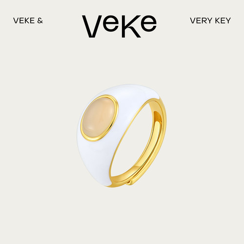 VEKE「奶盖」简约百搭气质复古戒指轻奢金色SR19855A