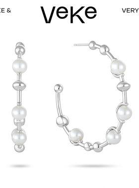 VEKE「余白」珍珠耳环高级感小众设计轻奢法式耳钉SE20540A
