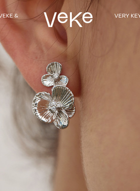 VEKE「花信风」花朵造型甜美风复古耳环女士925银针耳钉SE20220A