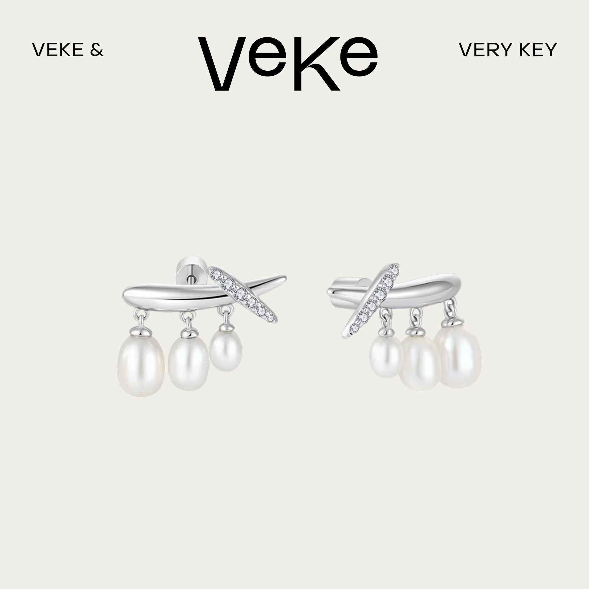 VEKE「风呤谣」淡水珍珠925银针耳环耳钉气质高级感耳饰SE17728A