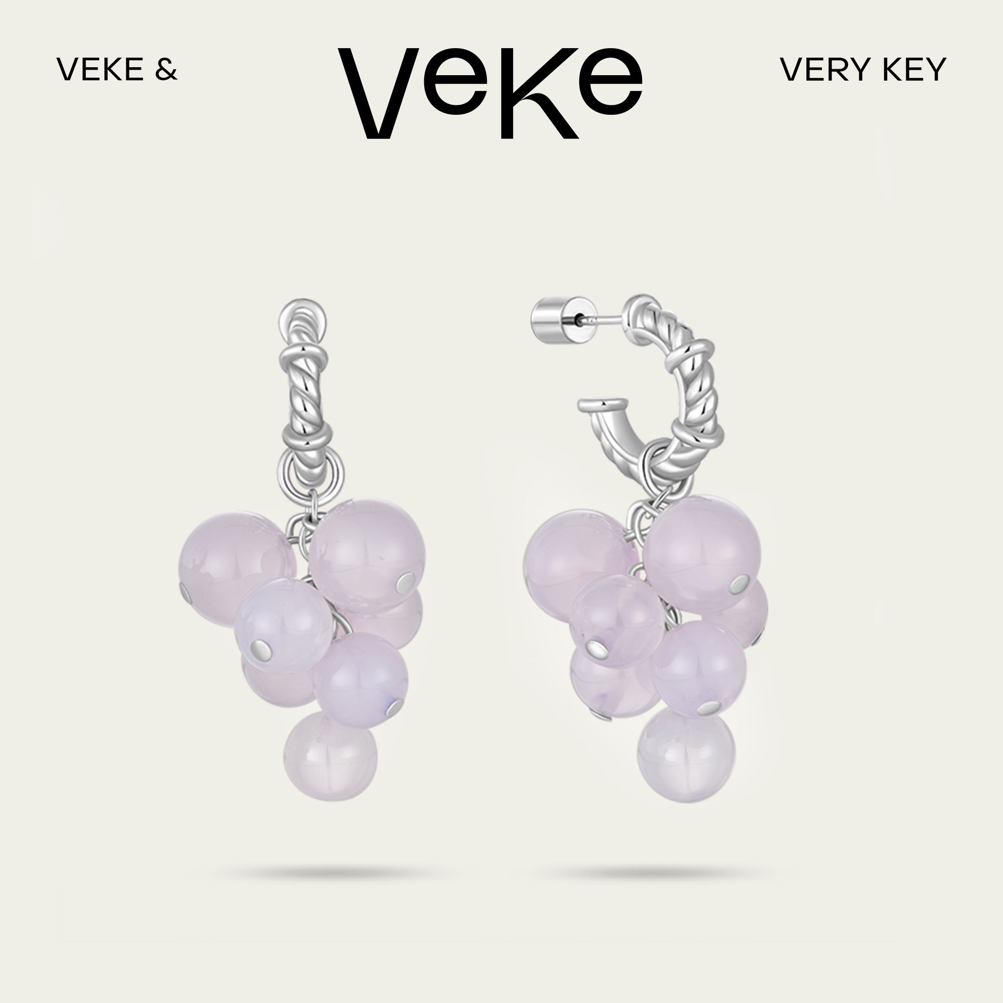 VEKE「葡萄藤」甜美轻奢复古个性圆珠耳环SE18399B