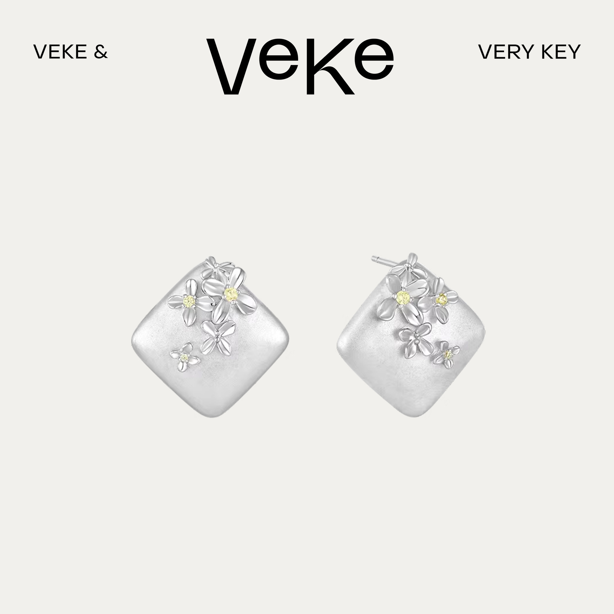 VEKE「花簇」925银针精致简约百搭耳饰耳环SE19739A