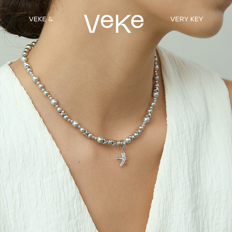 【新品】VEKE「风呤谣」灰珍珠项链清冷感优雅高级感珍珠项链女