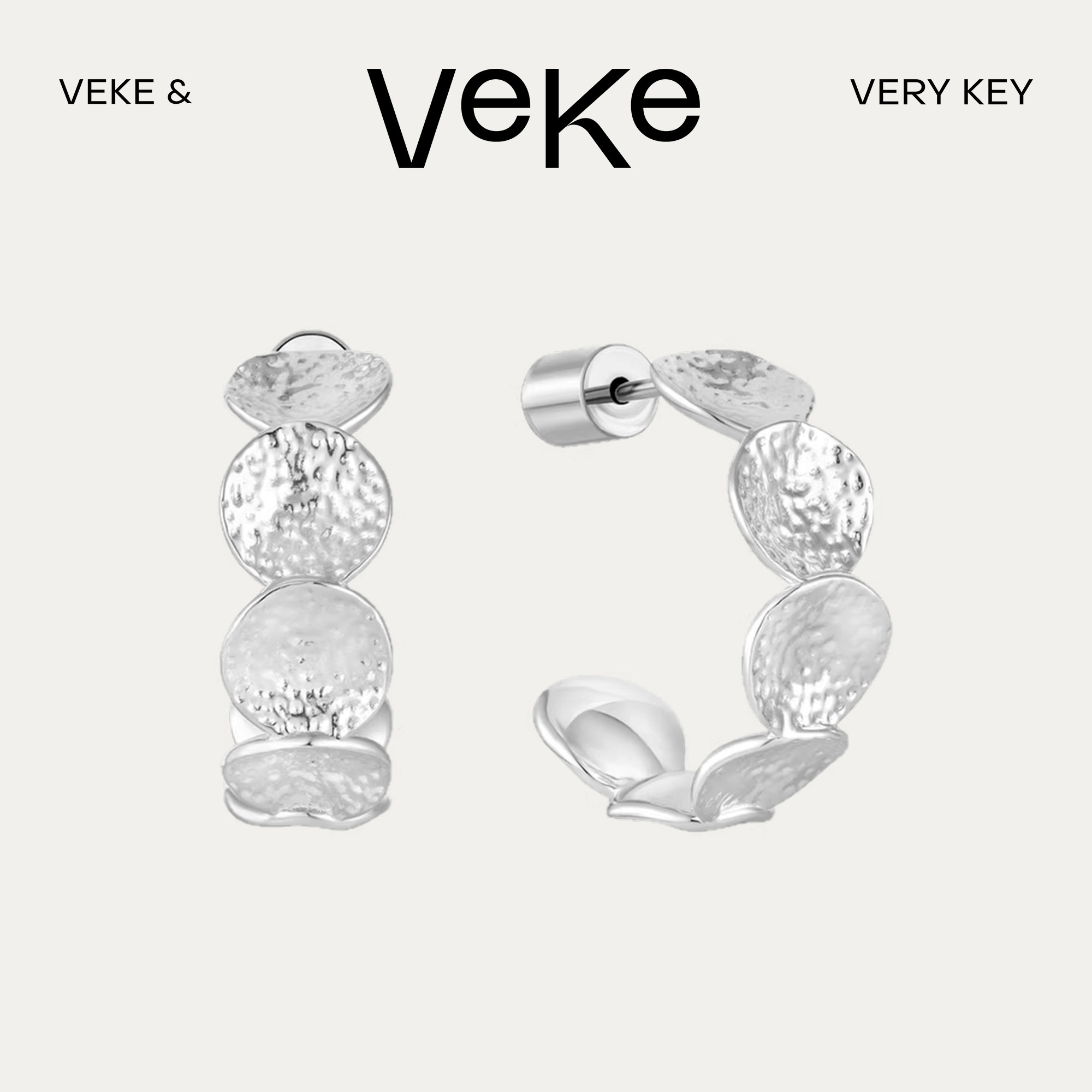 VEKE「伺夏」925银针耳饰优雅气质通勤百搭C圈耳环耳钉SE19740A