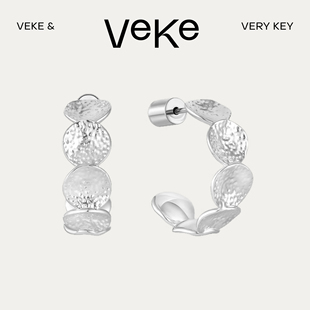 VEKE「伺夏」925银针耳饰优雅气质通勤百搭C圈耳环耳钉SE19740A