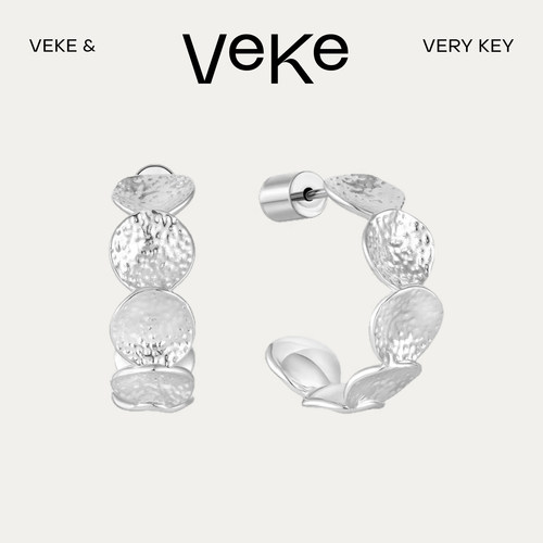 VEKE「伺夏」925银针耳饰优雅气质通勤百搭C圈耳环耳钉SE19740A