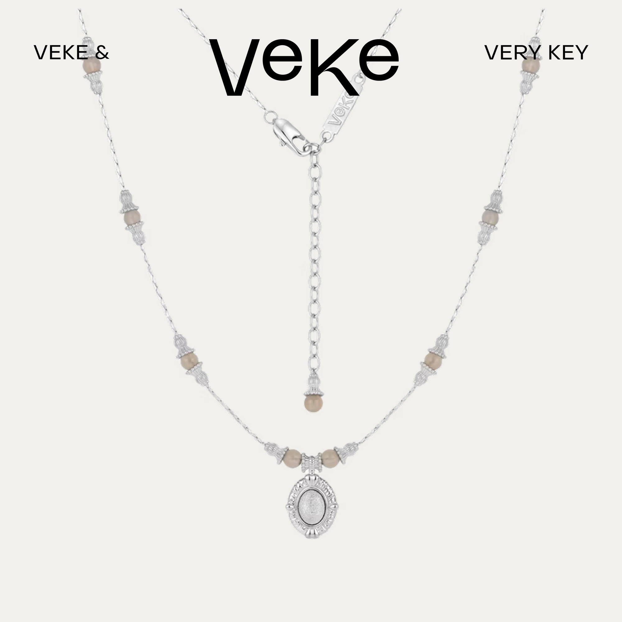 VEKE「蛰光」玉髓吊坠锁骨链轻奢颈链复古高级感配饰女NC16580A