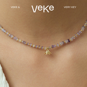 VEKE「爱丽丝」系列紫水晶串珠鸢尾花项链NC16104A