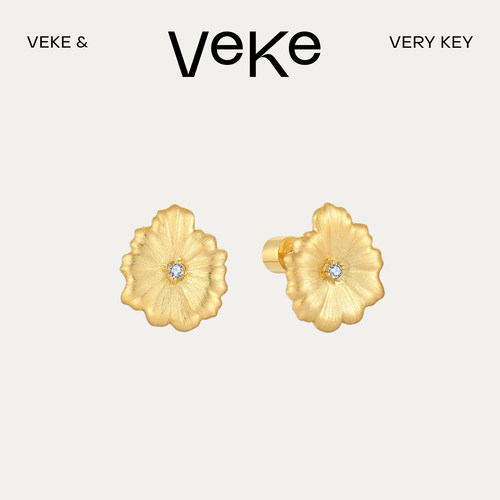 VEKE「入秋」纯手工拉丝法式气质小众时尚通勤耳钉SE19451A