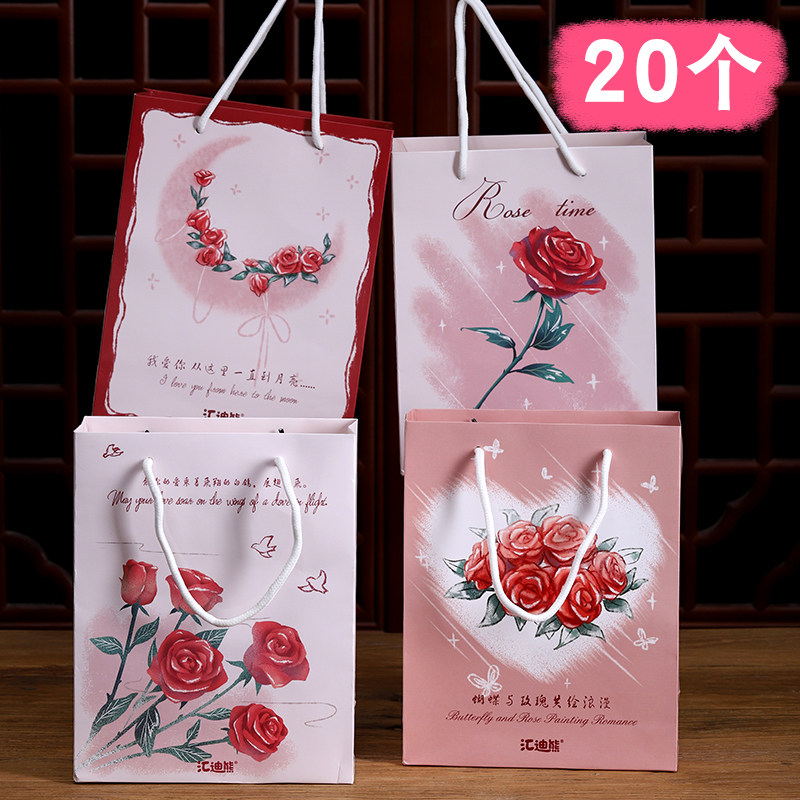 情人节送礼礼品袋卡通糖果包装袋创意卡头设计礼物加厚手提纸袋子