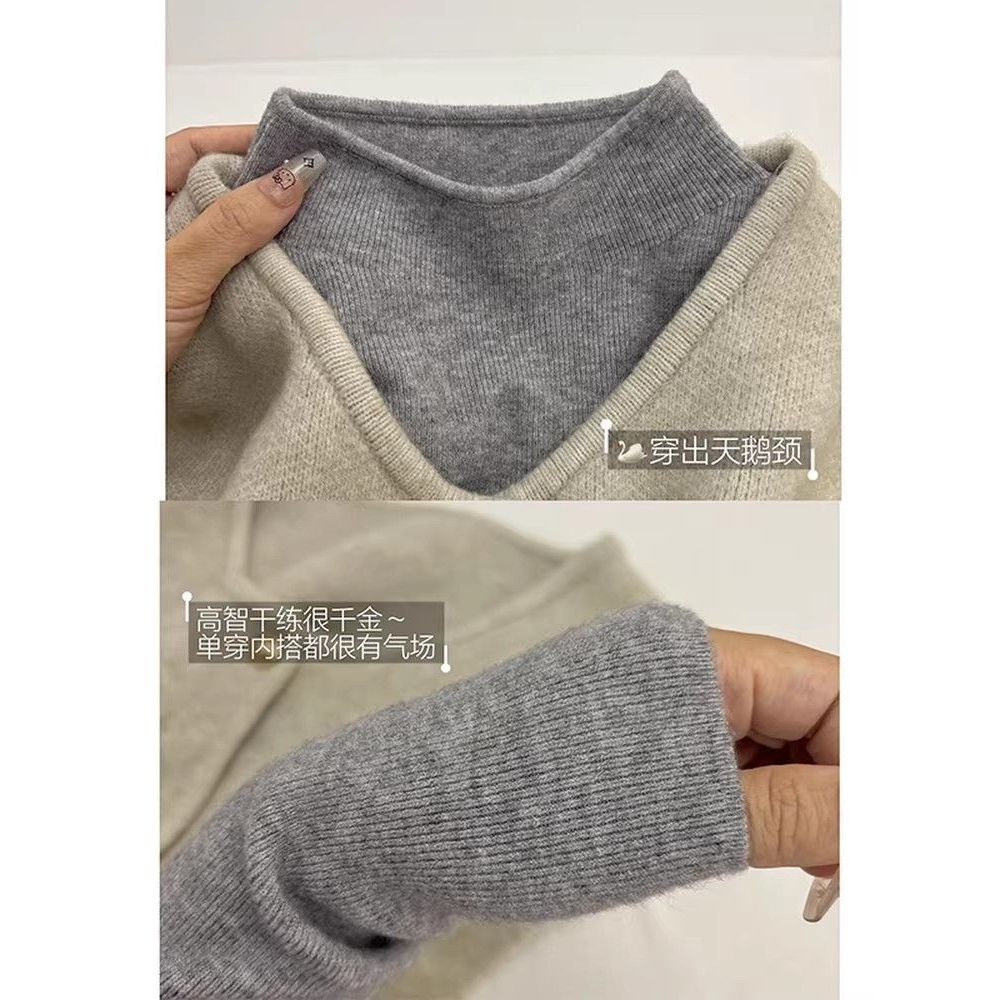 叠穿毛衣慵懒巨好看显白上衣