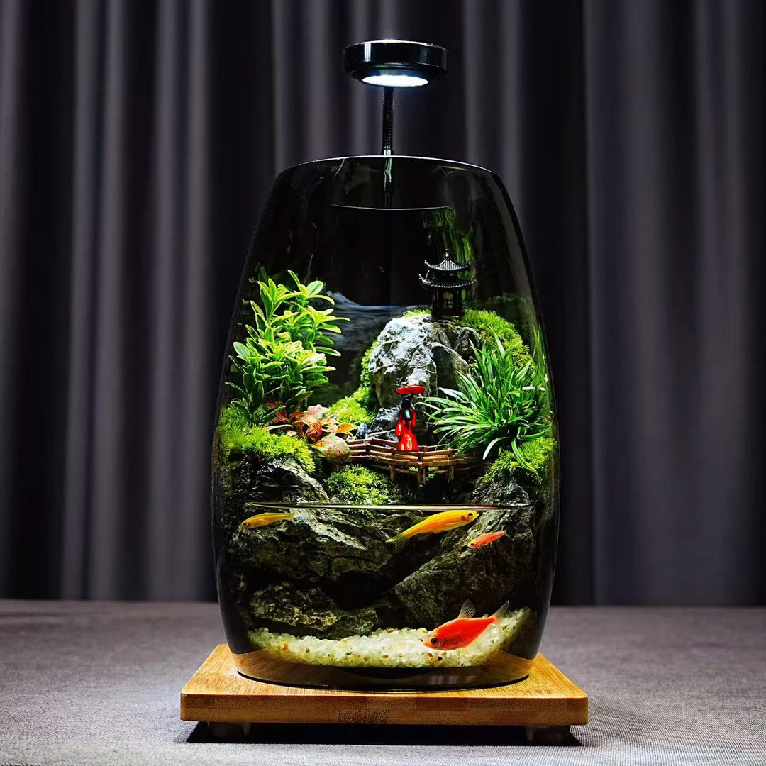 【西湖亭畔】苔藓微景观流水养鱼缸创意桌面生态瓶摆件造景办公室
