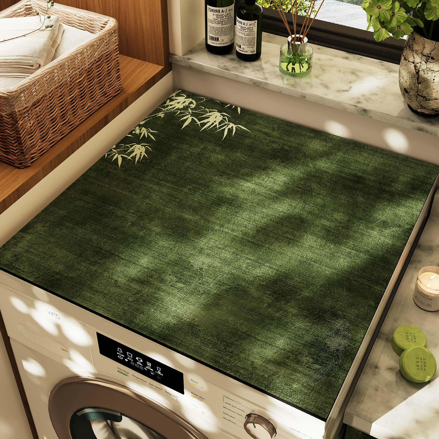 洗衣机盖垫硅藻泥中古风吸水防滑