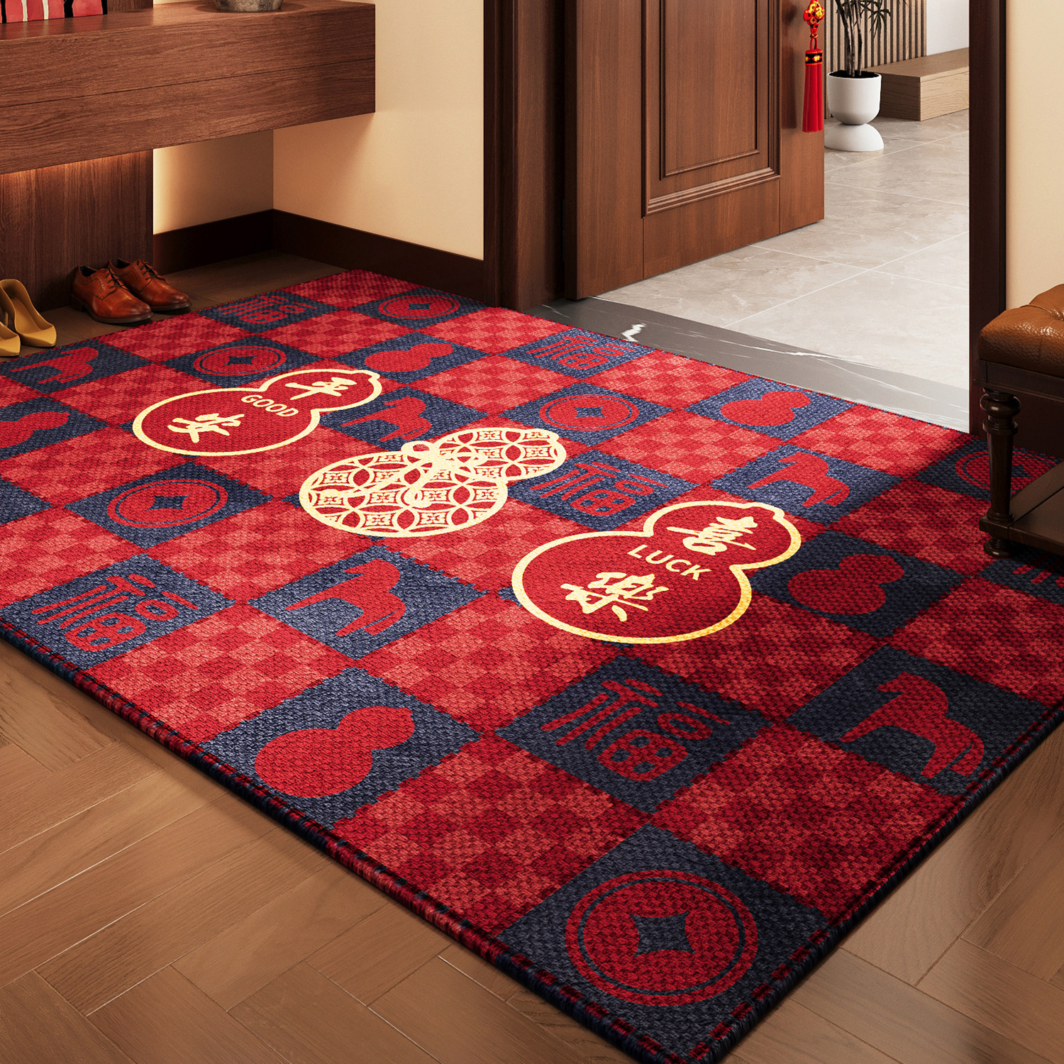 马年入户门地垫红色2026新款门垫喜庆防滑脚垫耐磨玄关进门口地毯,居家布艺,入户地垫,淘宝优惠券,粉丝福利购,淘宝优惠卷