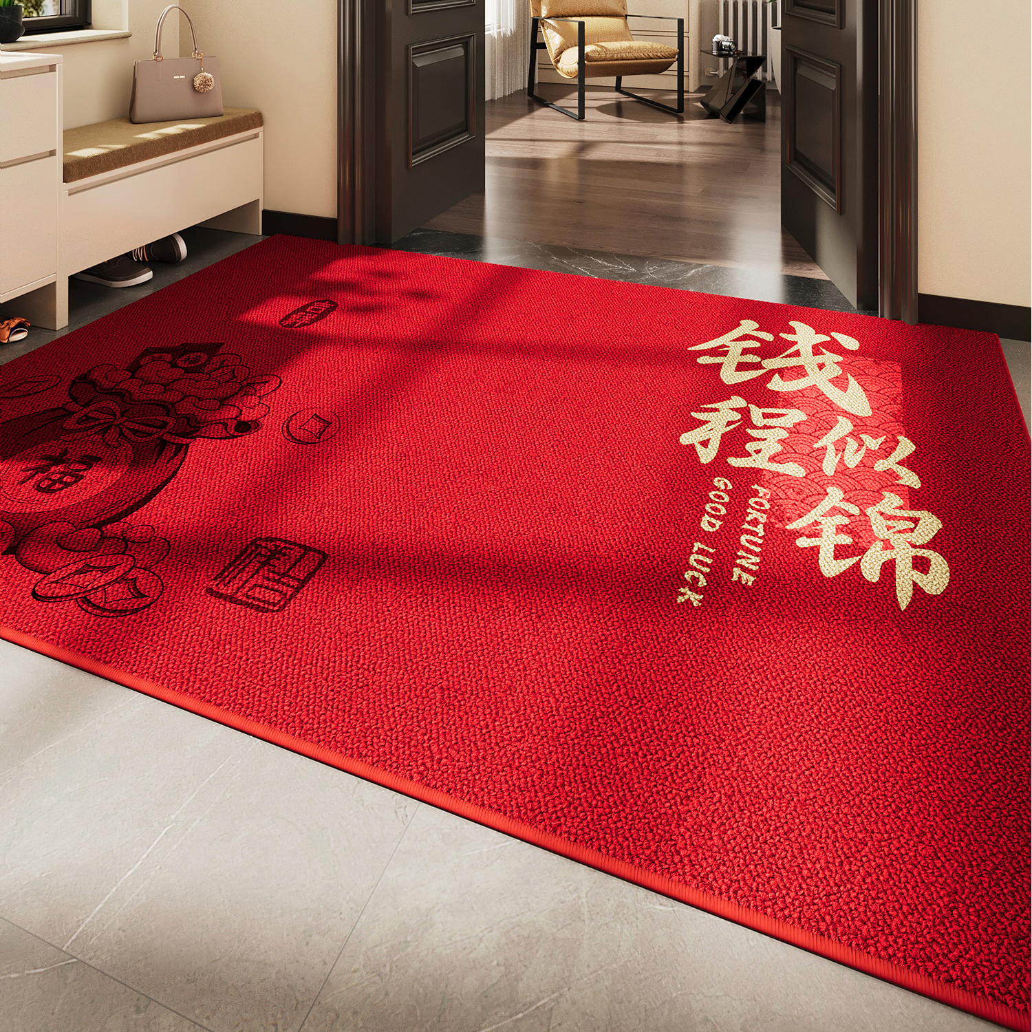 入户门地垫红色喜庆耐脏防滑脚垫