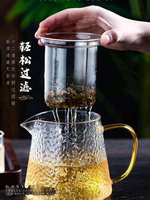 日式茶壶玻璃锤纹水壶单壶家用煮茶耐高温花茶茶具套装过滤泡茶壶