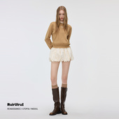 RuirUirul白色提花花苞裙冬季 小众短裙 新品 松紧带设计感时尚