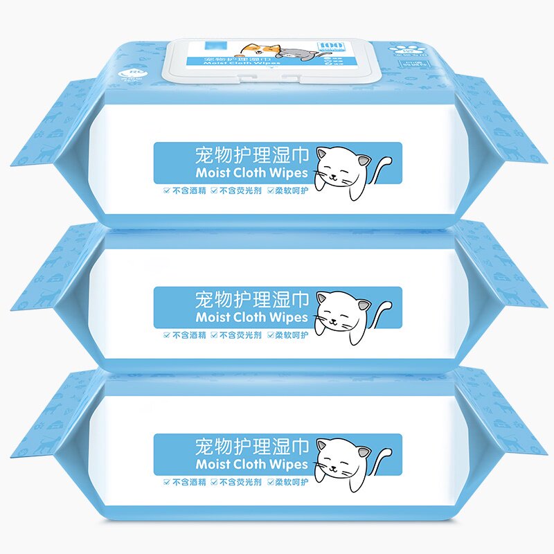 宠物湿巾猫咪狗狗擦泪痕擦眼泪100抽*4包护T理清洁护理湿纸巾
