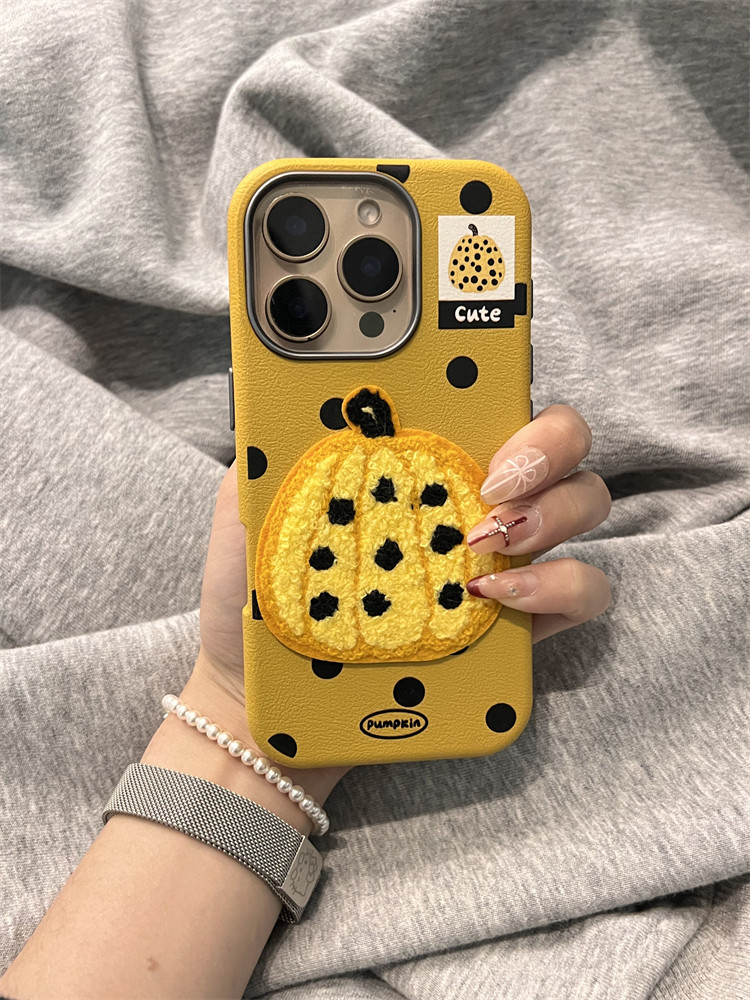 Guzhonghao-Autumn-and-winter-leather-embroidered-Yayoi-Kusama-pumpkin-suitable-for-Apple-17promax-mobile-phone-case-iPhone17-new-15-protective-cover-13-women-s-model-14-all-inclusive-anti-fall-12-niche-16-Korean