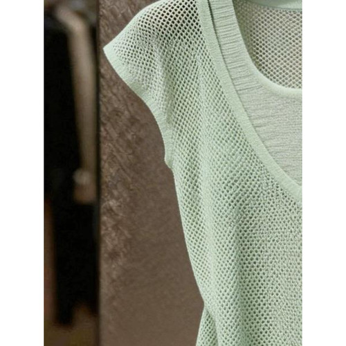 V领纯色镂空飞袖上衣 V-neck solid color hollow fly sleeve top