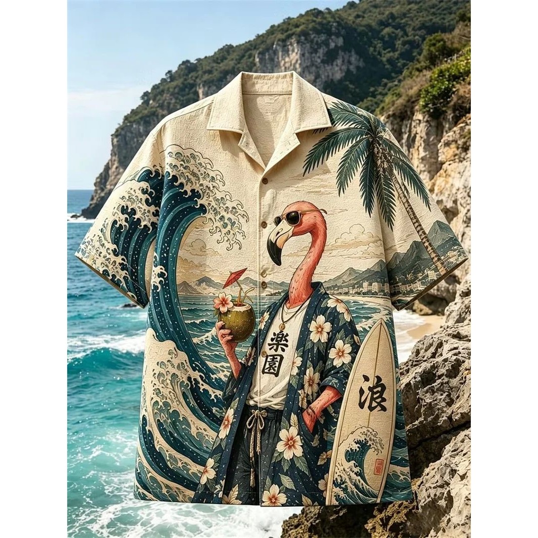 翻领印花短袖T恤男士Flip collar printed short sleeved T-shirt
