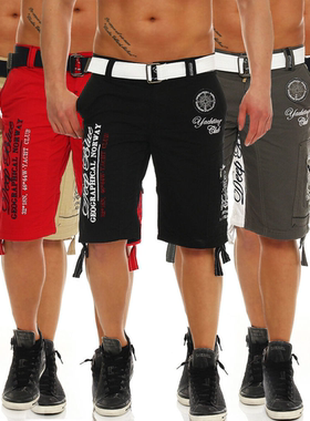 Printed casual loose overalls shorts男士印花休闲宽松工装短裤