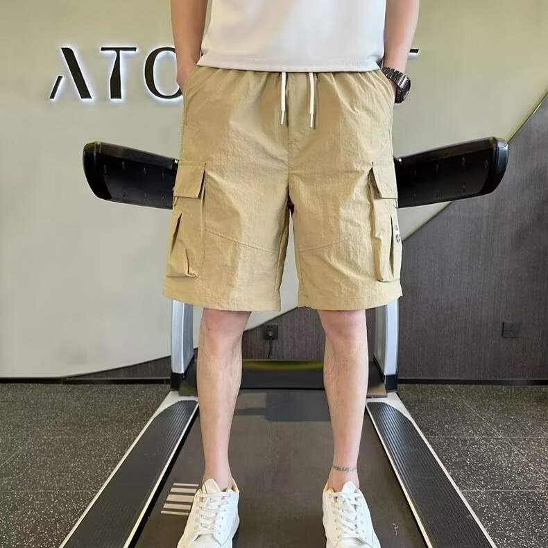 夏季速干短裤男工装五分裤休闲宽松外穿大裤衩中裤子冰丝薄款男裤