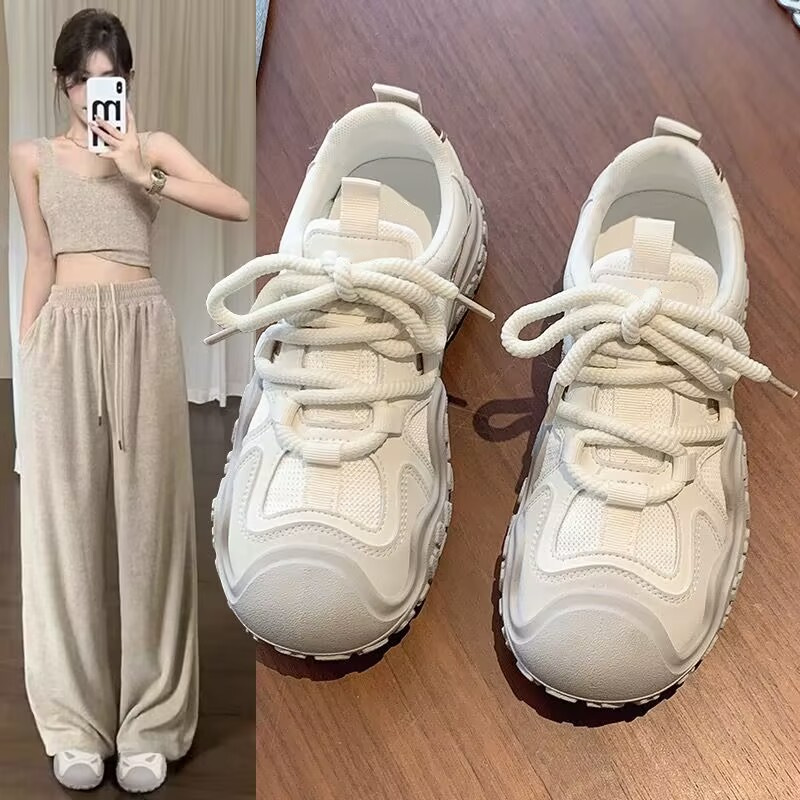 运动鞋女款2025新款春秋女鞋子百搭薄款登山跑步鞋透气小白老爹鞋