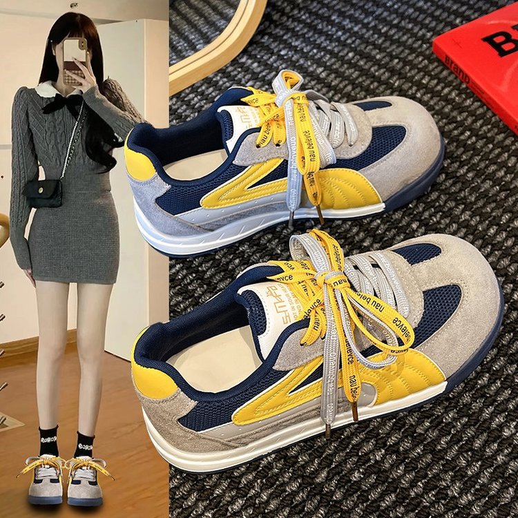 爆款小白鞋女款2025秋季新款百搭厚底面包超火休闲运动德训鞋子女