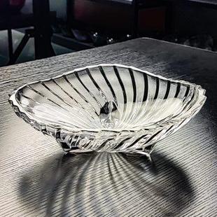 玉晶水晶玻璃水果盘沙拉碗家用小号方形高档干果糖果果盘客厅茶盘
