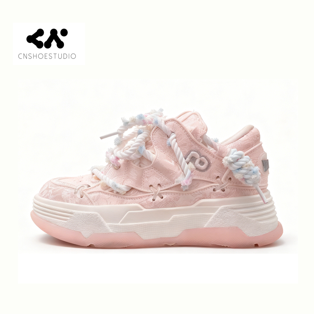 粉色新款面包鞋女老爹鞋时尚厚底增高鞋百搭圆头超轻运动休闲板鞋