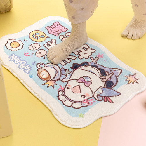 文明小鸟芋圆原创毛绒地垫好心禽款可爱卡通女生卧室床边防滑地毯