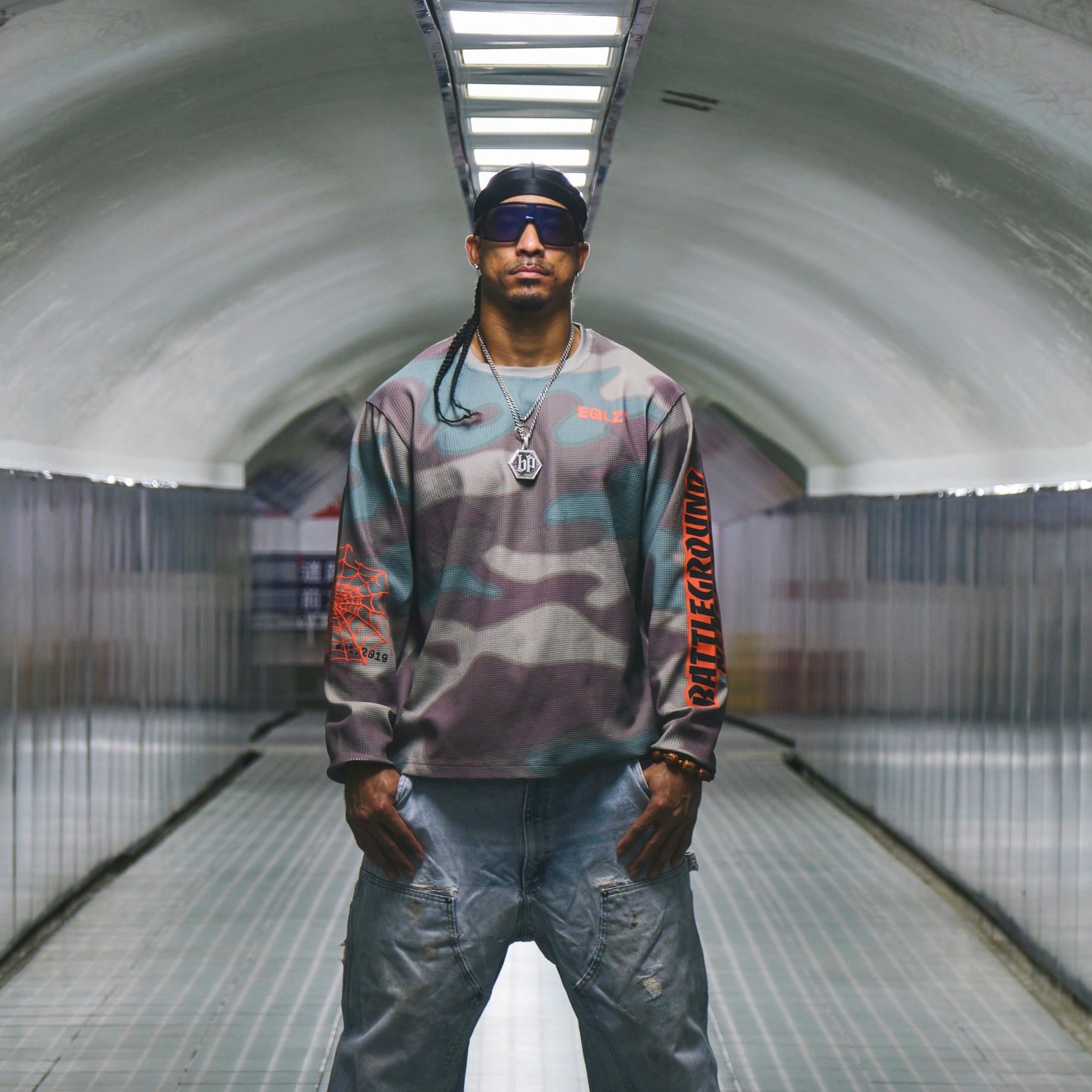 EQLZ义阔草场格斗传说华夫格速干迷彩长袖T恤衫美式百搭篮球运动