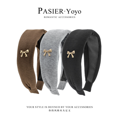 针织蝴蝶结宽边发箍秋冬新款韩系高颅顶FB2514