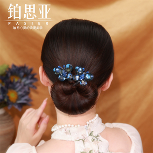 铂思亚新中式蝴蝶盘发器女后脑勺发夹子蓝色扭扭夹懒人神器头饰