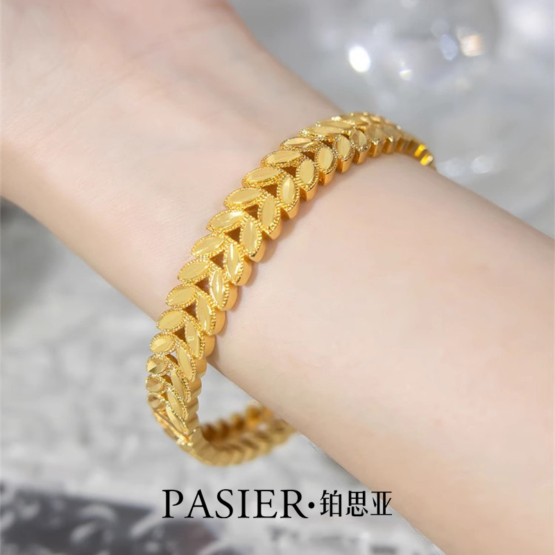 铂思亚高级感麦穗手镯女新款金色镯子小众设计手链送礼物首饰品