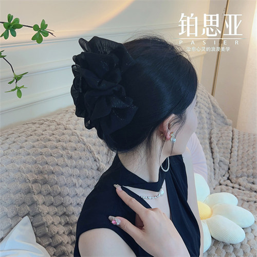 铂思亚复古气质黑色抓夹